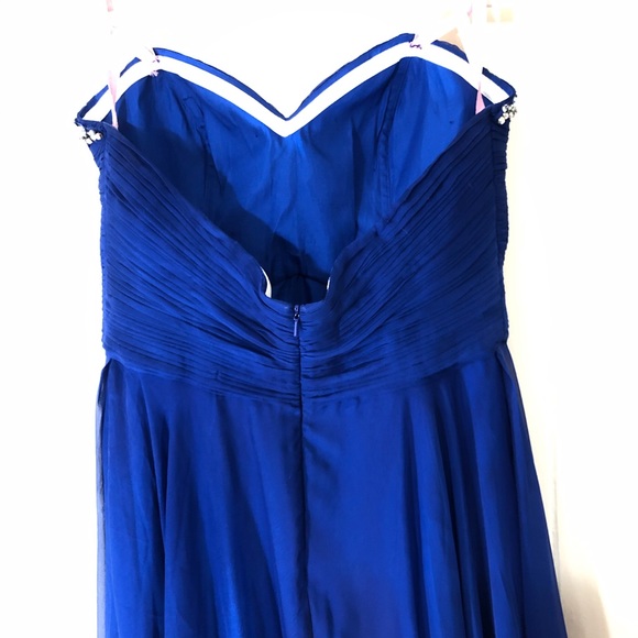 Blue Strapless Chiffon Gown - It Sparkles! - Picture 6 of 10